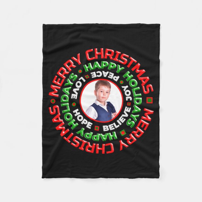 Cobertor De Velo Merry Christmas Happy Holidays Photo  (Frente)