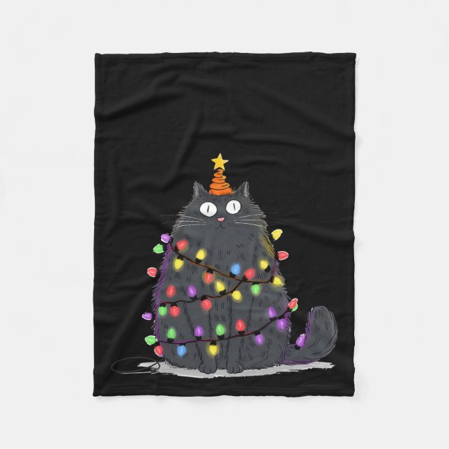 Cobertor De Velo Merry Christmas Meowy Cats Tree Lovers Cute Catmas (Frente)
