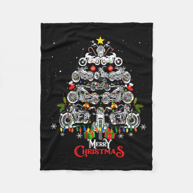 Cobertor De Velo Merry Christmas Motorcycle Tree Christmas Lights B (Frente)