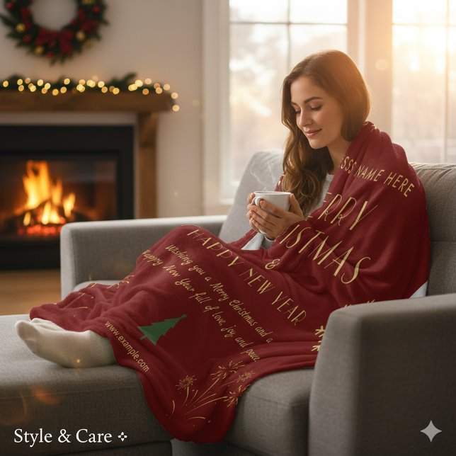 Cobertor De Velo Merry Christmas New Year Festive Celebration (Merry Christmas New Year Festive Celebration Fleece Blanket)