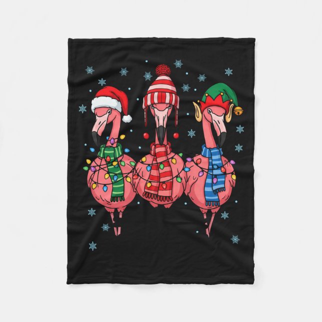 Cobertor De Velo Merry Christmas Nk Flamingo Santa Hat Matching Fam (Frente)