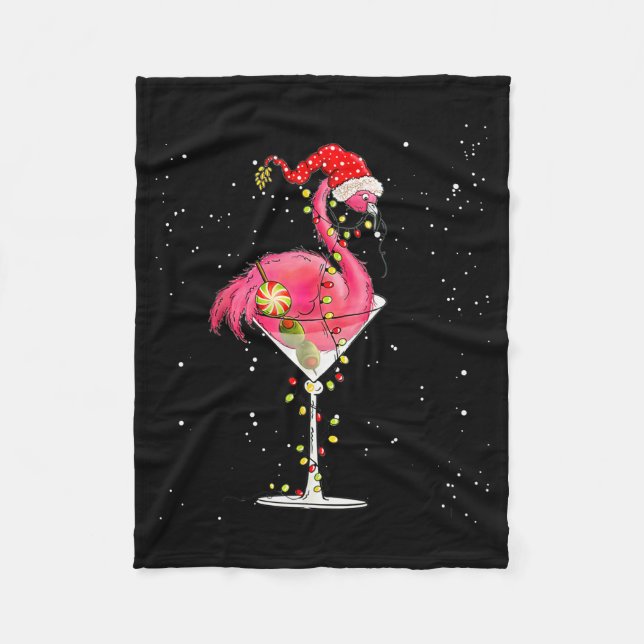 Cobertor De Velo Merry Christmas Nk Flamingo Wine Drinking Lights X (Frente)
