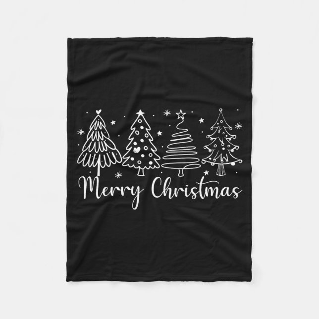 Cobertor De Velo Merry Christmas Outline Xmas Tree For Family Men W (Frente)