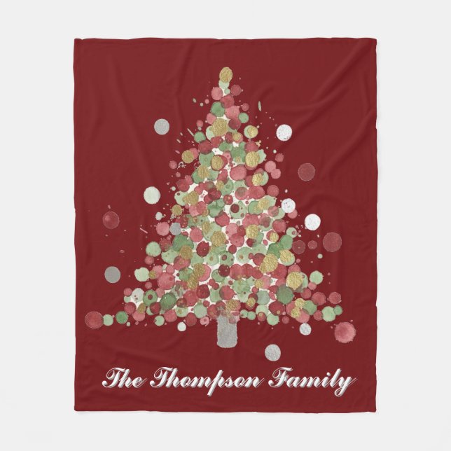 Cobertor De Velo Merry Christmas Polka Dot Tree (Frente)