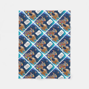 Cobertor De Velo Merry Christmas Prancing Reindeer