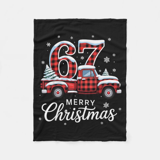 Cobertor De Velo Merry Christmas Red Plaid Truck Buffalo Family 67  (Frente)