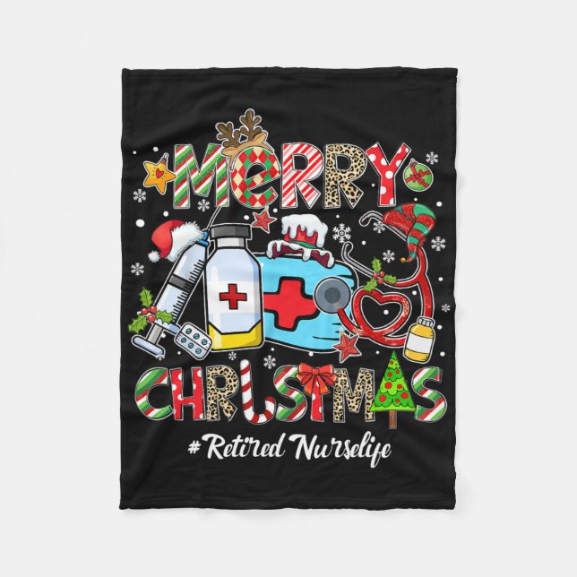Cobertor De Velo Merry Christmas Retired Nurse Life Men Women Xmas  (Frente)