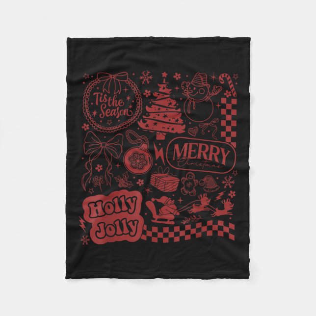 Cobertor De Velo Merry Christmas Santa Snowman Reindeer Tis The Sea (Frente)