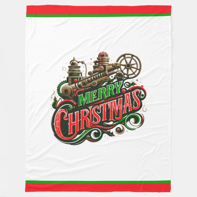 Cobertor De Velo Merry Christmas steampunk (Frente)