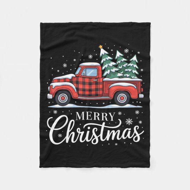 Cobertor De Velo Merry Christmas Truck Xmas Red Plaid Family Christ (Frente)
