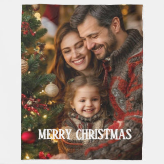 Cobertor De Velo Merry Christmas with Family Fleece Blanket