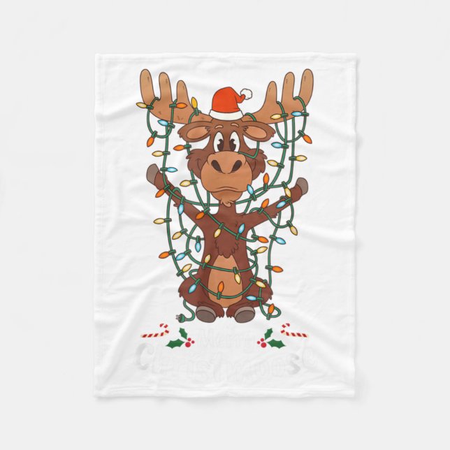 Cobertor De Velo Merry Christmoose Christmas Mooses Xmas Tree Light (Frente)