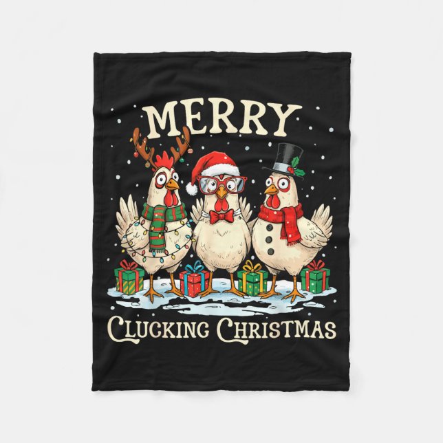 Cobertor De Velo Merry Clucking Christmas Chicken Farm Animal Xmas  (Frente)