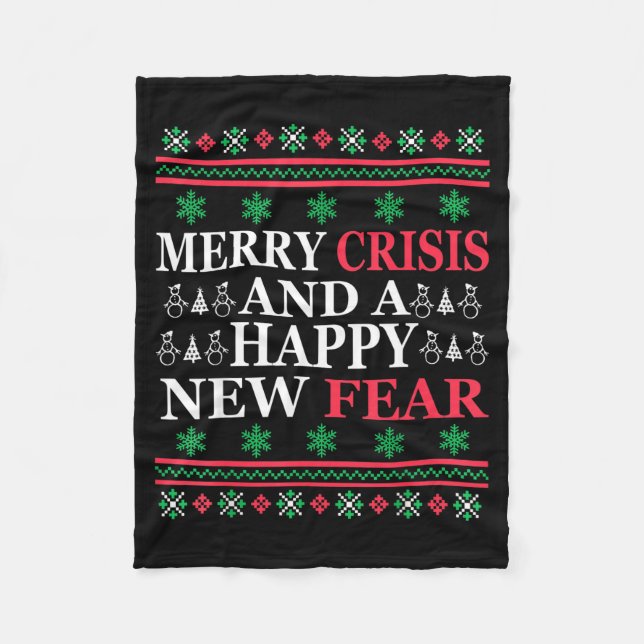 Cobertor De Velo Merry Crisis And Happy New Fear Funny Ugly Christm (Frente)