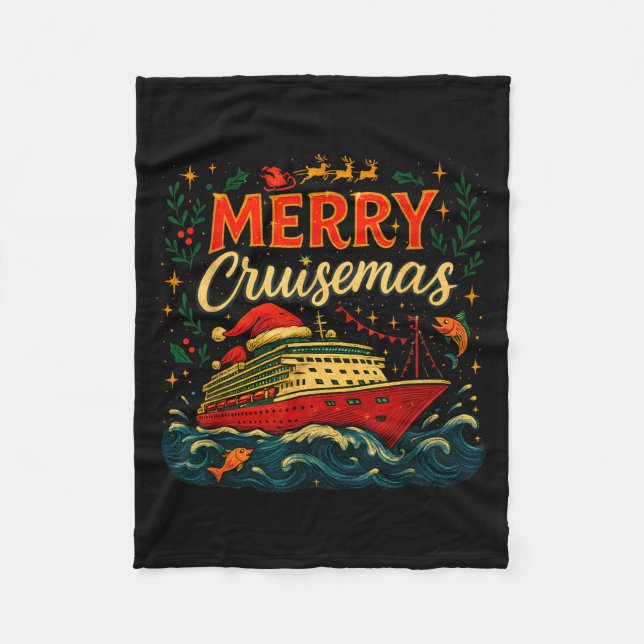 Cobertor De Velo Merry Cruisemas Funny Christmas Cruise Vacation  (Frente)