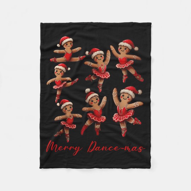 Cobertor De Velo Merry Dancemas Gingerbread Dancer Ballet Christmas (Frente)