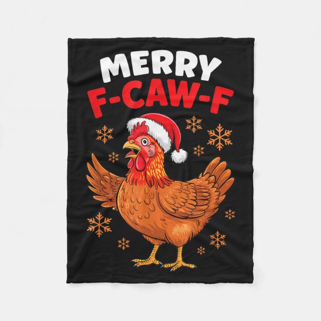Cobertor De Velo Merry F-caw-f Funny Christmas Santa Chicken  (Frente)