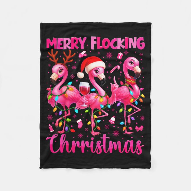 Cobertor De Velo Merry Flocking Christmas Flamingo Drink Pjs Xmas M (Frente)