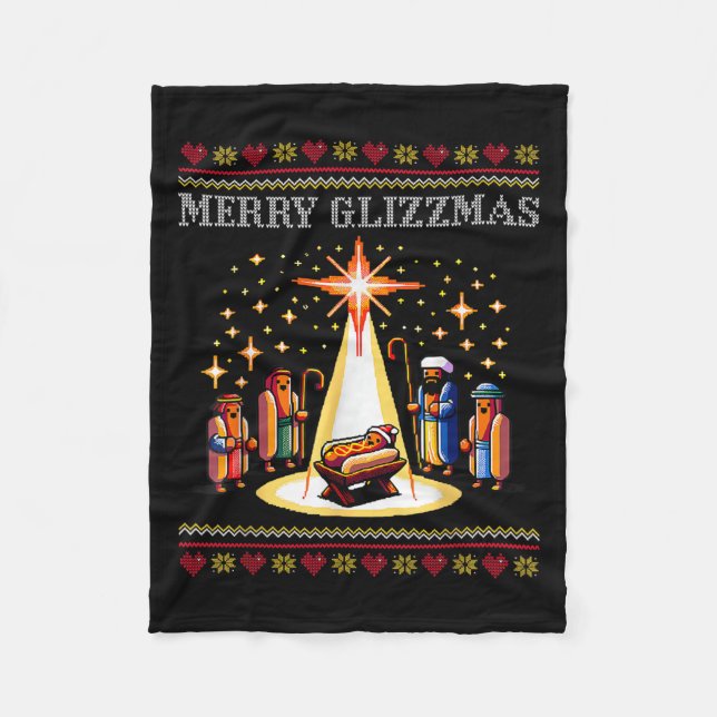 Cobertor De Velo Merry Glizzmas Tacky Funny Merry Christmas Hot Dog (Frente)