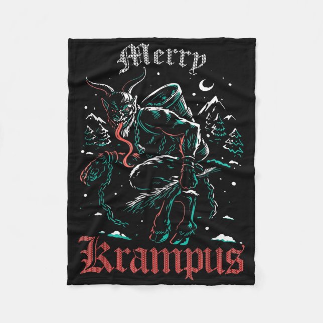 Cobertor De Velo Merry Krampus Christmas Xmas Horror Ugly Evil Paja (Frente)