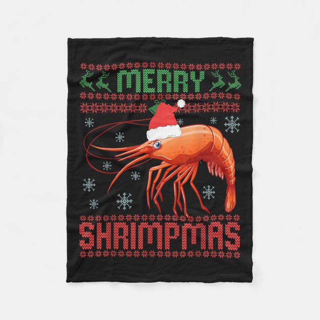 Cobertor De Velo Merry Shrimpmas Funny Shrimp Ugly Christmas Sweate (Frente)