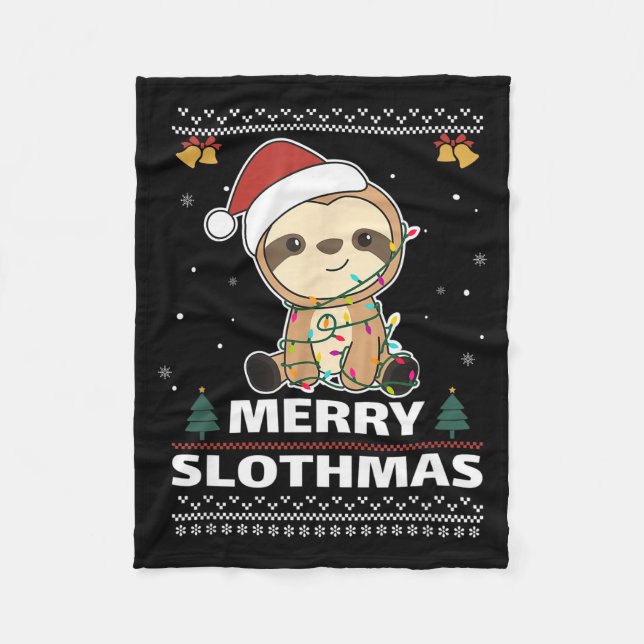 Cobertor De Velo Merry Slothmas Funny Sloth Christmas Pun  (Frente)