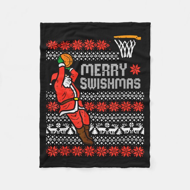 Cobertor De Velo Merry Swishmas Basketball Ugly Christmas Xmas Men  (Frente)