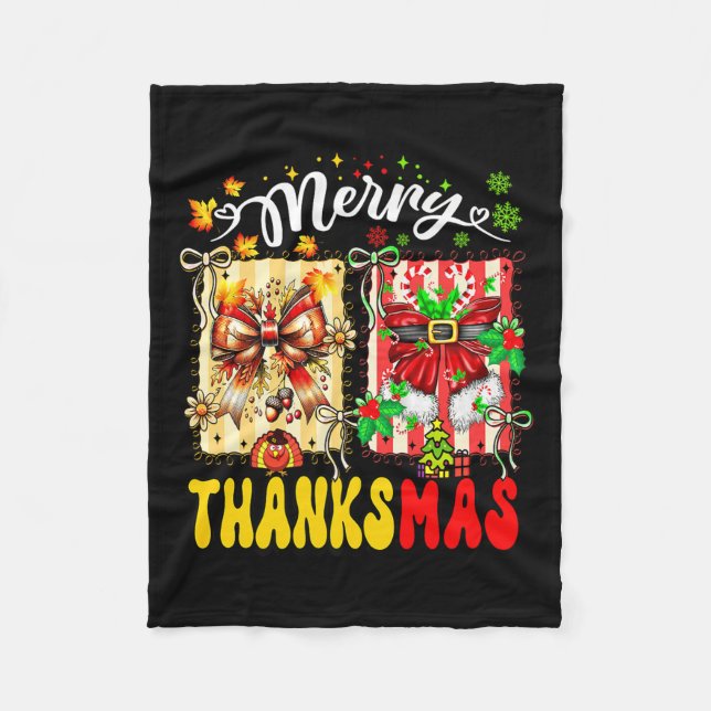 Cobertor De Velo Merry Thanksmas Thanksgiving Christmas Coquette Bo (Frente)