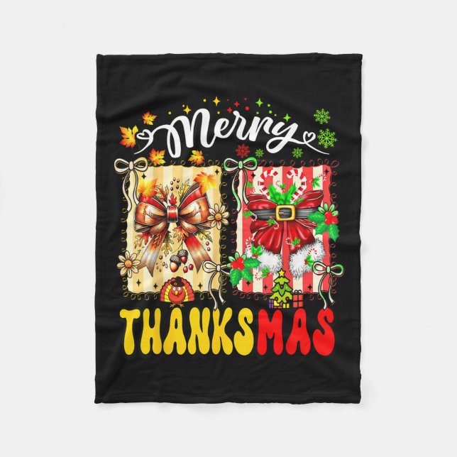 Cobertor De Velo Merry Thanksmas Thanksgiving Christmas Coquette Bo (Frente)