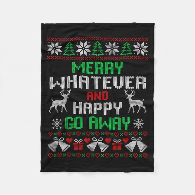 Cobertor De Velo Merry Whatever And Happy Funny Christmas Go Away U (Frente)