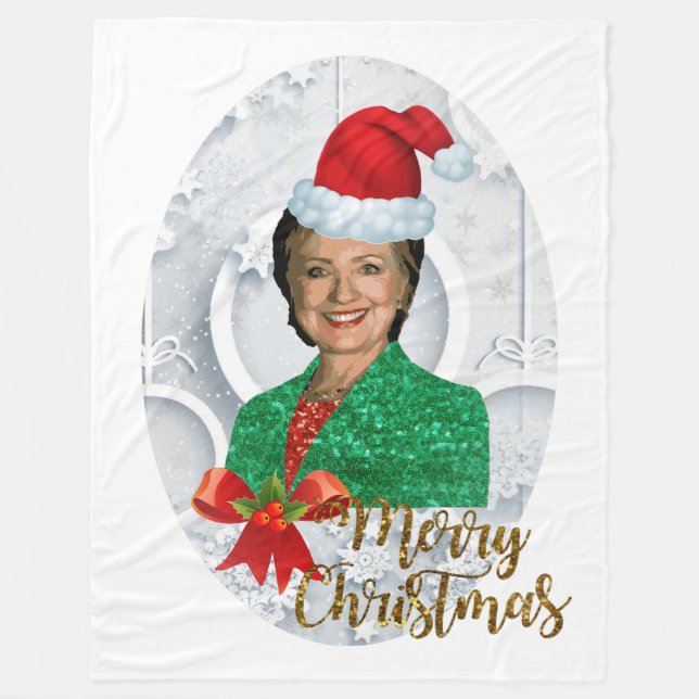 Cobertor De Velo merry xmas Hillary clinton blanket (Frente)