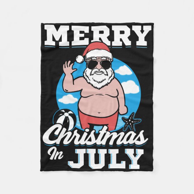 Cobertor De Velo Merrychristmas In July Funny Santa  (Frente)