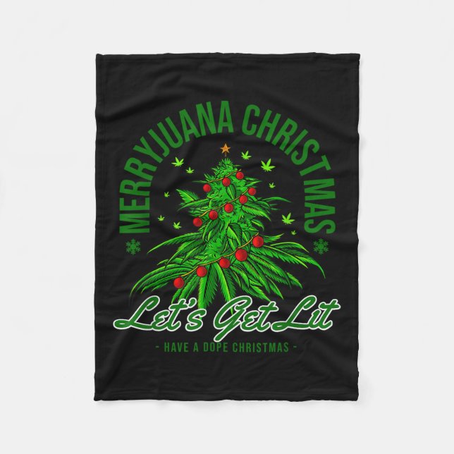 Cobertor De Velo Merryjuana Christmas Christmas Weed T Roll  (Frente)