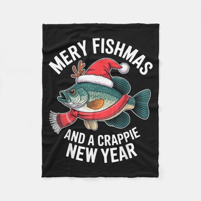 Cobertor De Velo Mery Fishmas And A Crape New Year Funny Fishing Ch (Frente)