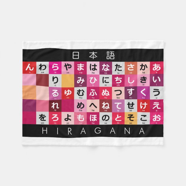 Cobertor De Velo Mesa de Hiragana Japonês (Frente (Horizontal))