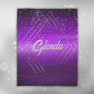 Cobertor De Velo Metal roxo moderno escovado com monograma de prata