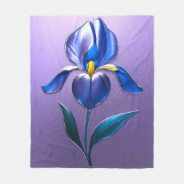 Cobertor De Velo Metallisch Glänzende Blaue Irisblüte mit Text