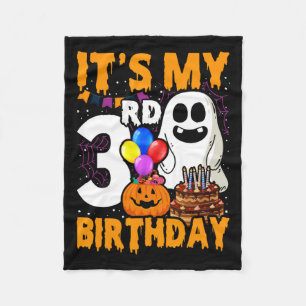 Cobertor De Velo Meu aniversário de 3 anos Fantasma Pumpkin Hallowe