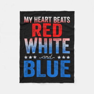 Cobertor De Velo Meu Coração Bate Na Bandeira Vermelha E Azul Ameri