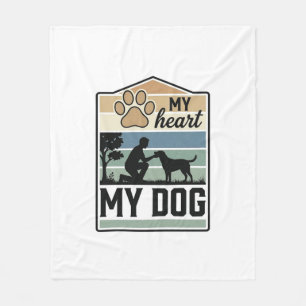 Cobertor De Velo Meu Coração Meu Cachorro Gravura Vintage Design Am