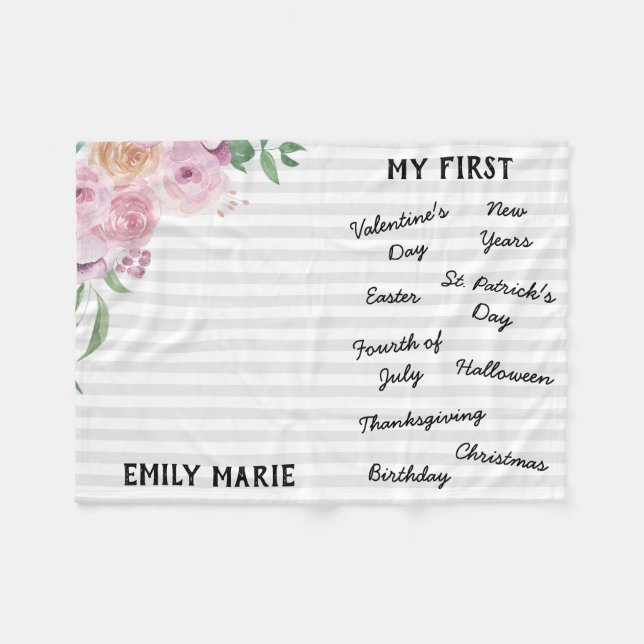 Cobertor De Velo "Meu Primeiro" Feriado - Milestone Bebê (Frente (Horizontal))