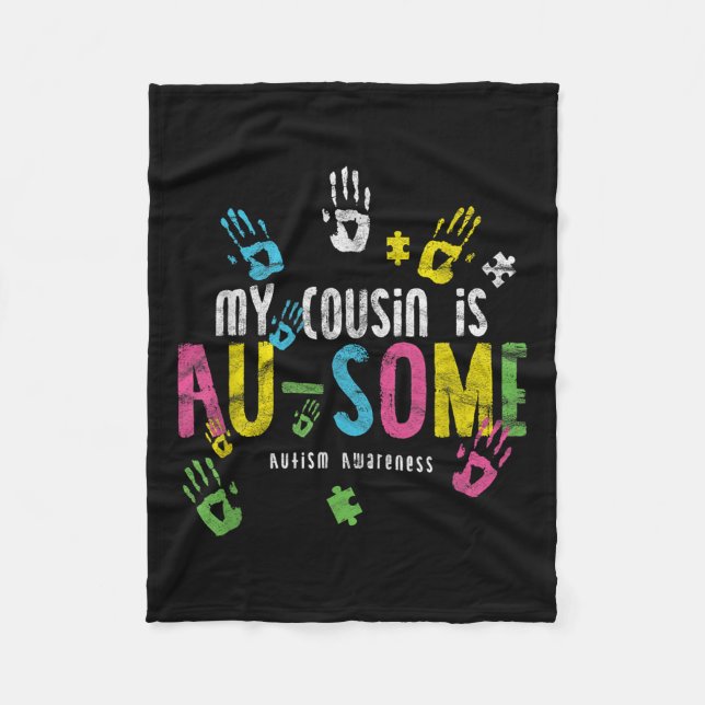 Cobertor De Velo Meu primo é um pouco consciente do autismo (Frente)