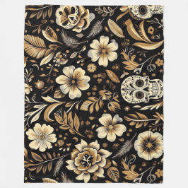 Cobertor De Velo mexican dead and floral black art Poker
