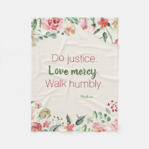 Cobertor De Velo Micah 6:8 Pink e Cream Floral Watercolor