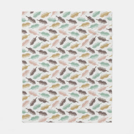 Cobertor De Velo Mid-Century Modern Retro Feathers Fleece Blanket