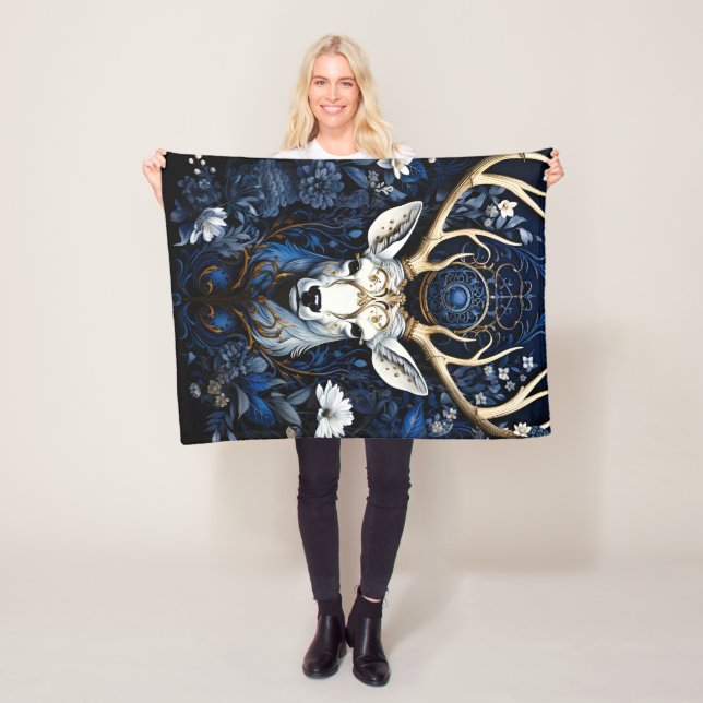 Cobertor De Velo Midnight Celestial Floral Gothic Deer  (In Situ)