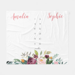 Cobertor De Velo Milestone gêmea menina aquosa flores cor-de-rosa