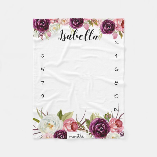 Cobertor De Velo Milestone growth tracker aquoleiro cor-de-rosa (Frente)