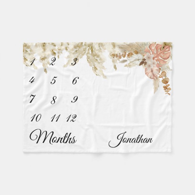 Cobertor De Velo Milestone Tropical Boho Pampas Grass Terthy (Frente (Horizontal))