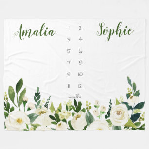 Cobertor De Velo Milestone twiter baby girl Flores d'água